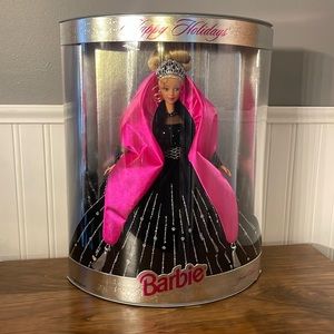 Happy Holidays Barbie- Black and Pink Dress